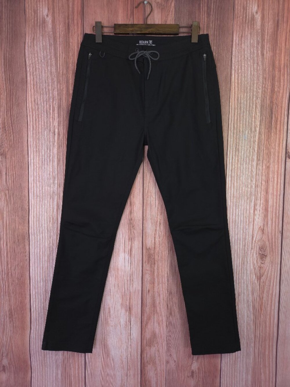 NWT Roark Layover 2.0 Slim Straight Travel Pants Mens 31 Black Stretch Zipper